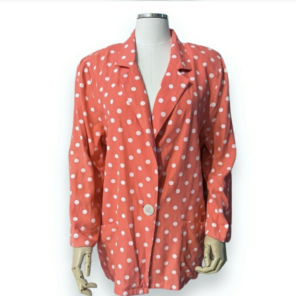BRITTANY NICOLE Ponk Polka-Dot Single Button BlazerVINTAGE!
